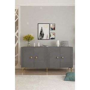 Consola, Hanah Home, Lessi 150, 150x75x32 cm, Antracit / Aur imagine