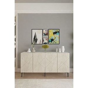 Consola, Hanah Home, Ferro 150, 150x75x32 cm, Alb / Travertin imagine