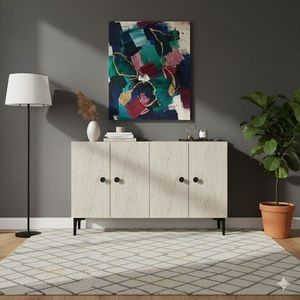 Consola, Hanah Home, Pella 120, 120x75x32 cm, Alb / Travertin imagine