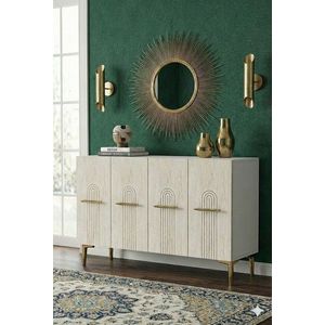 Consola, Hanah Home, Ida 120, 120x79x32 cm, White / Travertine / Gold imagine