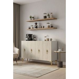 Consola, Hanah Home, Salkım 120, 120x79x32 cm, White / Travertine / Gold imagine