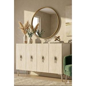 Consola, Hanah Home, Salkım 120, 120x79x32 cm, White / Travertine / Silver imagine