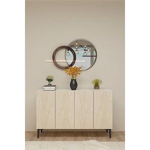 Consola, Hanah Home, Aplos 120, 120x79x32 cm, Alb / Travertin imagine