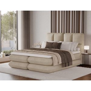 Pat tapitat cu lada depozitare, 140x200 cm, ELTAP, Tonila, lemn/poliester, bej inchis imagine