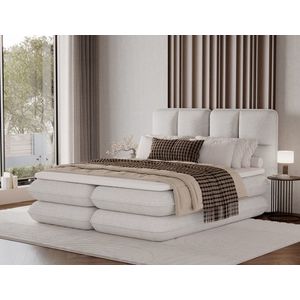 Pat tapitat cu lada depozitare, 160x200 cm, ELTAP, Tonila, lemn/poliester, alb imagine