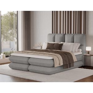 Pat tapitat cu lada depozitare, 160x200 cm, ELTAP, Tonila, lemn/poliester, gri imagine