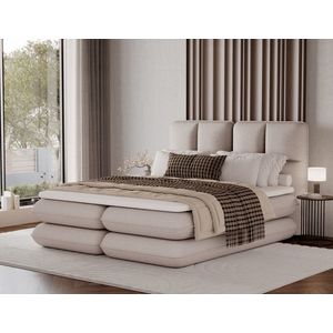 Pat tapitat cu lada depozitare, 160x200 cm, ELTAP, Tonila, lemn/poliester, bej deschis imagine