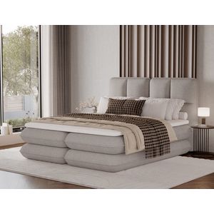 Pat tapitat cu lada depozitare, 160x200 cm, ELTAP, Tonila, lemn/poliester, bej imagine