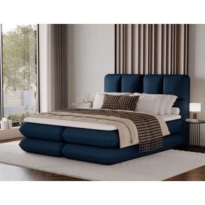 Pat tapitat cu lada depozitare, 160x200 cm, ELTAP, Tonila, lemn/poliester, albastru inchis imagine