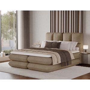 Pat tapitat cu lada depozitare, 180x200 cm, ELTAP, Tonila, lemn/poliester, maro deschis imagine