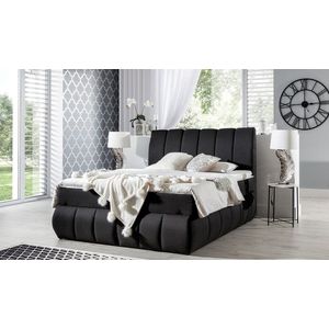 Pat tapitat cu lada depozitare, 140x200 cm, ELTAP, BVI-05-1.4, Vincenzo, lemn/poliester, negru imagine