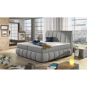 Pat tapitat cu lada depozitare, 160x200 cm, ELTAP, BVI-06-1.6, Vincenzo, lemn/poliester, gri deschis imagine