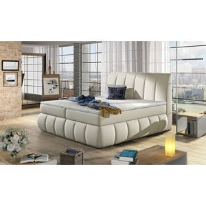 Pat tapitat cu lada depozitare, 160x200 cm, ELTAP, BVI-11-1.6, Vincenzo, lemn/poliester, bej deschis imagine