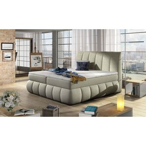 Pat tapitat cu lada depozitare, 140x200 cm, ELTAP, BVI-13-1.4, Vincenzo, lemn/poliester, bej imagine