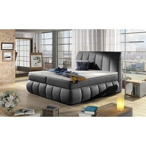 Pat tapitat cu lada depozitare, 180x200 cm, ELTAP, BVI-25-1.8, Vincenzo, lemn/poliester, gri inchis imagine