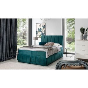 Pat tapitat cu lada depozitare, 180x200 cm, ELTAP, BVI-28-1.8, Vincenzo, lemn/poliester, verde inchis imagine