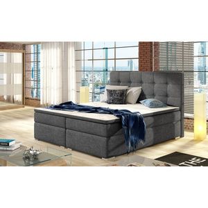 Pat boxspring tapitat, 160x200 cm, ELTAP, 01-1.6, Inez, lemn/poliester, gri inchis imagine