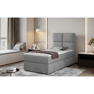 Pat tapitat cu lada depozitare, 90x200 cm, ELTAP, Riv-12, Rivia, lemn/poliester, gri imagine