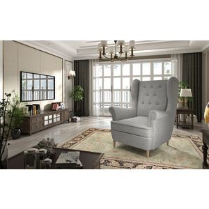 Fotoliu ELTAP, Aros, 72x60x100 cm, lemn/poliester, gri deschis imagine