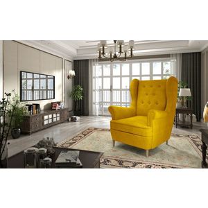 Fotoliu ELTAP, Aros, 72x60x100 cm, lemn/poliester, galben imagine