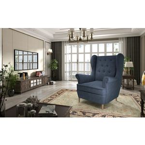 Fotoliu ELTAP, Aros, 72x60x100 cm, lemn/poliester, albastru imagine