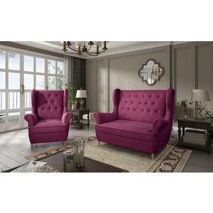 Set fotoliu si canapea ELTAP, Aros, 72x60x100 cm / 150x90x103 cm, lemn/poliester, fucsia imagine