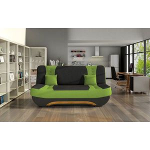 Canapea extensibila 3 locuri ELTAP, Ewa II, 189x90x88 cm, lemn/poliester, negru/verde deschis imagine