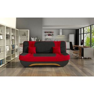 Canapea extensibila 3 locuri ELTAP, Ewa II, 189x90x88 cm, lemn/poliester, negru/rosu imagine