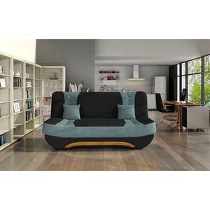 Canapea extensibila 3 locuri ELTAP, Ewa II, 189x90x88 cm, lemn/poliester, negru/verde imagine