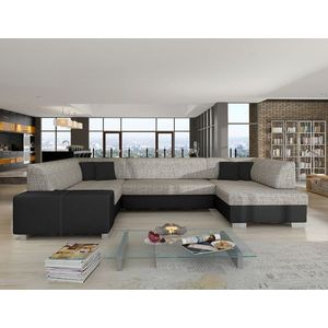 Coltar extensibil dreapta 6 locuri ELTAP, Hv01, Havana, 322x204x72 cm, lemn/poliester, gri deschis/negru imagine