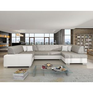 Coltar extensibil dreapta 6 locuri ELTAP, Hv02, Havana, 322x204x72 cm, lemn/poliester, gri/alb imagine