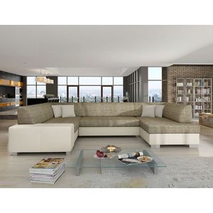 Coltar extensibil dreapta 6 locuri ELTAP, Hv04, Havana, 322x204x72 cm, lemn/poliester, bej inchis/bej deschis imagine