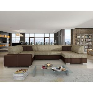 Coltar extensibil dreapta 6 locuri ELTAP, Hv05, Havana, 322x204x72 cm, lemn/poliester, bej inchis/maro imagine