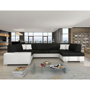 Coltar extensibil dreapta 6 locuri ELTAP, Hv08, Havana, 322x204x72 cm, lemn/poliester, gri antracit/alb imagine