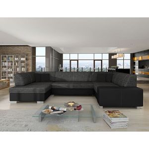 Coltar extensibil stanga 6 locuri ELTAP, Hv14, Havana, 322x204x72 cm, lemn/poliester, gri inchis/negru imagine