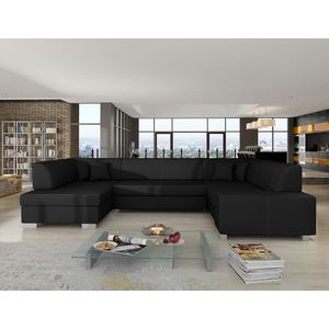 Coltar extensibil stanga 6 locuri ELTAP, Hv17, Havana, 322x204x72 cm, lemn/poliester, negru imagine