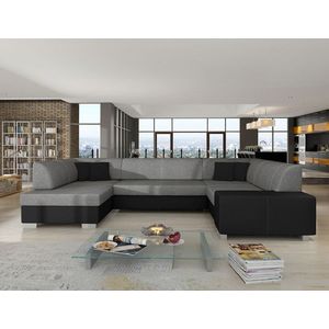 Coltar extensibil stanga 6 locuri ELTAP, Hv18, Havana, 322x204x72 cm, lemn/poliester, gri inchis/negru imagine