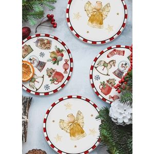 Set farfurii din ceramica pentru desert, Hermia, 280TMA1705, Alb / Roșu / Galben imagine