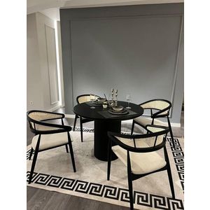 Set masă și scaune (5 bucăți), Hanah Home, Moon, Alb/Negru imagine