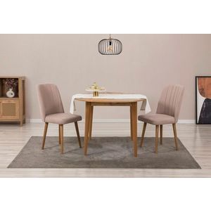 Set masa extensibila si scaune, 3 piese, Hanah Home, Vina 0900, Pin Atlantic / Piatră imagine