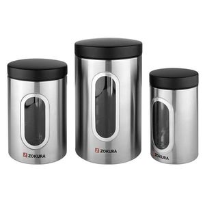 Set 3 recipiente depozitare, Zokura, 2.6 L / 1.5 L / 0.8 L, inox imagine