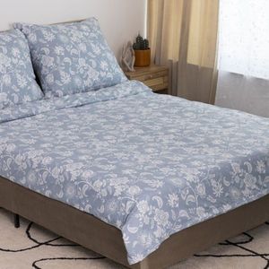 Lenjerie de pat dubla Callais Essentials, Homla, 160x200 cm, 3 piese, poliester, albastru/alb imagine