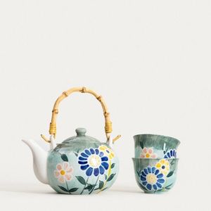 Set ceainic cu 2 cesti Limite, Homla, 820 ml, ceramica, multicolor imagine