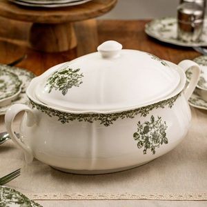 Supiera Lourry, Homla, 3 L, portelan, alb/verde imagine