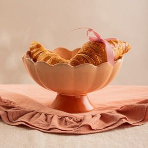 Platou cu picior Brisa, Homla, 21x12 cm, ceramica, bej/portocaliu imagine