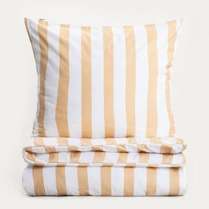 Lenjerie de pat dubla Rayas, Homla, 160x200 cm, 3 piese, microfibra din poliester, alb/bej imagine