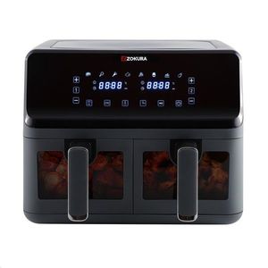 Friteuza dubla cu aer cald, 8 L, 1350+1350 W, Gri inchis - Zokura imagine