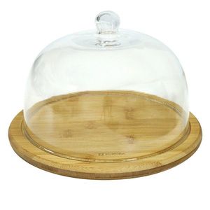 Platou servire branzeturi, 24 cm, cu capac din sticla - Zokura imagine