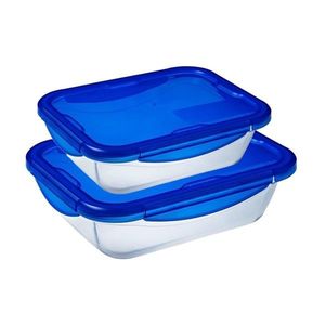 Set 2 caserole dreptunghiulare, cu capac etans, sticla termorezistenta, 0, 8L/1, 9L, "Cook&Go" - Pyrex imagine