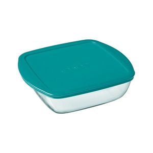 Caserola patrata, cu capac, sticla termorezistenta, 25x22cm/2, 2L, "Cook&Store", Blue - Pyrex imagine
